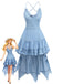 Blue 1960s Spaghetti Strap Denim High-Low Dress, vintage dress, retro fashion - perfect for women who love vintage and retro fashion