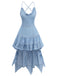 Blue 1960s Spaghetti Strap Denim High-Low Dress, vintage dress, retro fashion - perfect for women who love vintage and retro fashion