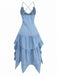 Blue 1960s Spaghetti Strap Denim High-Low Dress, vintage dress, retro fashion - perfect for women who love vintage and retro fashion