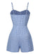 This Blue 1960s Spaghetti Strap Plaids Romper whispers 1960s secrets to those who notice