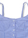 Blue 1960s Striped Buttons Spaghetti Strap A-Line Dress: beautiful vintage dress, retro fashion, elegant style with timeless appeal