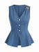 Blue 1960s Sleeveless Fitted Bodycon Blouse 6