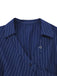 Blue 1960s V-Neck Wrap Striped Shirt Dress - vintage dress, retro fashion