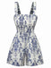 Blue 1970s Baroque Smocked Suspender Romper: beautiful vintage romper, retro jumpsuit, playful style with timeless appeal
