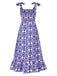 Blue 1970s Bohemian Straps Print Sleeveless Dress, vintage dress, retro fashion, women, elegant
