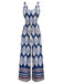 Blue 1970s Boho Ethnic Print Strap Belted Jumpsuit - vintage jumpsuit, retro fashion