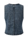 Blue 1970s Denim V-Neck Sleeveless Button Top, vintage top, retro blouse - perfect for women who love vintage and retro fashion