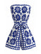 Blue 1970s Floral Strapless Belted Romper - vintage jumpsuit, retro fashion
