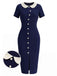 [Pre-Sale] Blue 1970s Knit Peter Pan Collar Dress