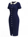 [Pre-Sale] Blue 1970s Knit Peter Pan Collar Dress 3