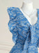 Blue 1970s Paisley Embroidered Ruffle V-Neck Dress 5