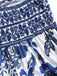 Blue 1970s Porcelain Boho Halter Bind Dress - vintage dress, retro fashion for vintage lovers