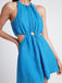 This Blue 1970s Solid Hollow Sleeveless Romper whispers 1970s secrets to those who notice