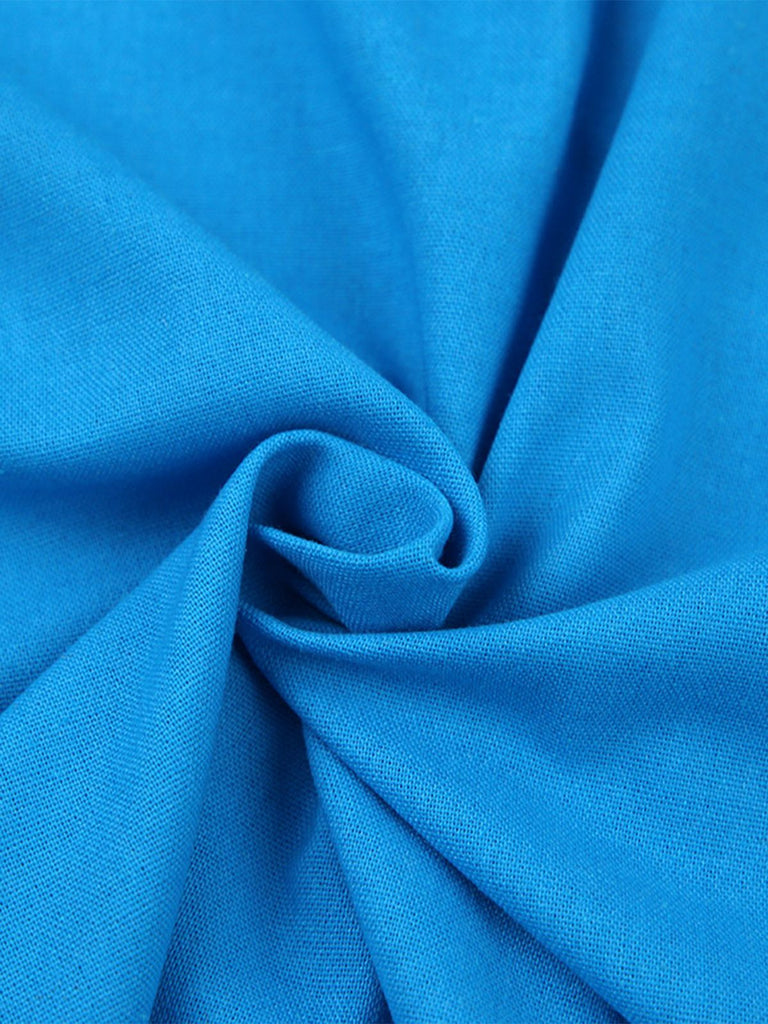 She finds her 1970s story in this Blue 1970s Solid Hollow Sleeveless Romper