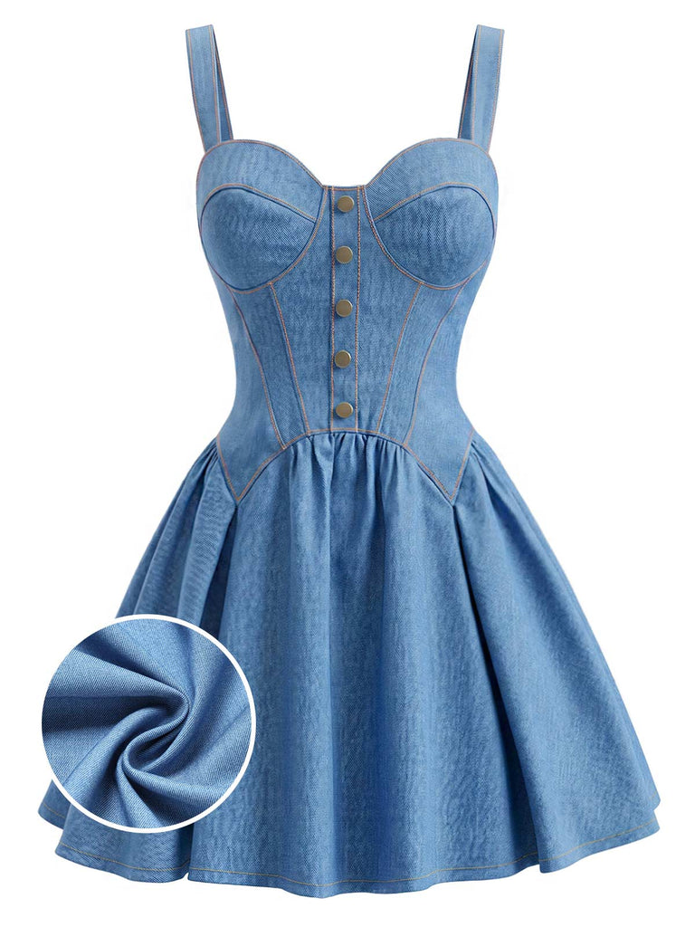 Elegant Dark Blue 1980s Vintage Dress 1