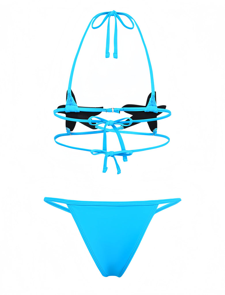 Blue 1980s Halter Starfish Bikini Set - vintage fashion, retro style