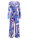 Blue 1980s Psychedelic Print Tie-Waist Jumpsuit, vintage romper, retro jumpsuit - perfect for women who love vintage and retro fashion