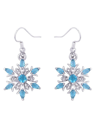 Blue Crystal Snowflake Dangle Earrings - vintage fashion, retro style