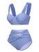 Blue Grey 1960s Wide Strap Wrinkle Swimsuit: 1960s Riviera elegance, reimagined for her