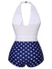 Blue & White 1950s Polka Dots Halter Swimsuit, vintage swimsuit, pin-up swimwear - perfect for women who love vintage and retro fashion