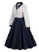 Blue & White 1950s Solid Patchwork Dress: timeless style reimagined