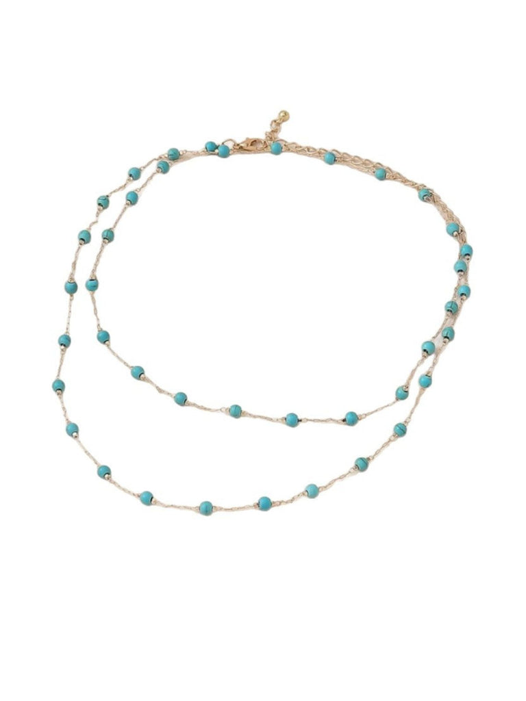 Bohemian Double Layered Turquoise Bead Necklace - vintage jewelry, Art Deco for vintage lovers
