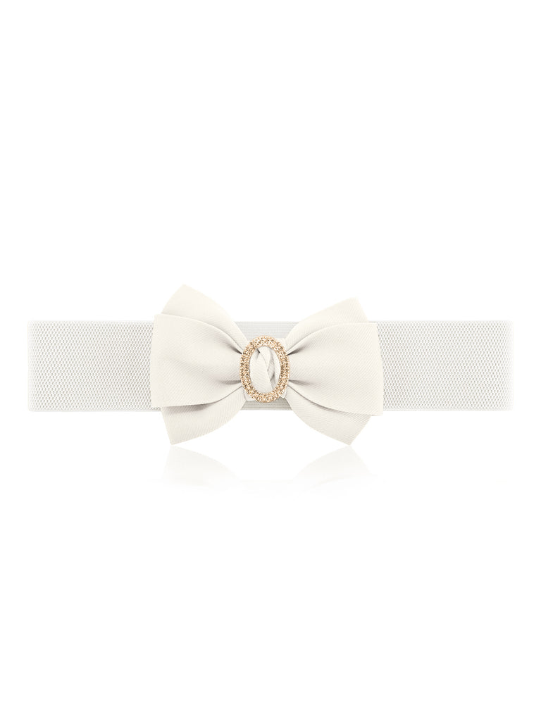 Bow Buckle Elastic Solid Vintage Belt - vintage fashion, retro style