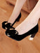 Bow Suede Chunky Heel Shoes: timeless vintage elegance she makes her own