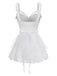 [Pre-Sale] 2PCS White 1950s Lace Ruffled Bow Swimsuit & Cover-Up