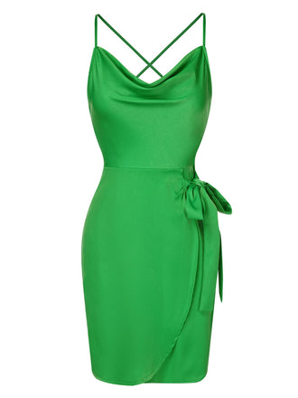 Bright Green 1970s Back Cross Straps Dress, vintage dress, retro fashion - perfect for women who love vintage and retro fashion