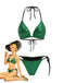 Bright Green 1980s Sequin Halter String Bikini Set - vintage fashion, retro style