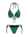 Bright Green 1980s Sequin Halter String Bikini Set - vintage fashion, retro style