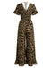 Brown 1930s Leopard Ruffled V-Neck Empire Waist Jumpsuit | vintage romper, retro jumpsuit, playful style - perfect for retro fashion enthusiasts