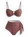 Brown-1940s-Chain-Print-High-Waist-Bikini-Set, vintage, retro, swimwear