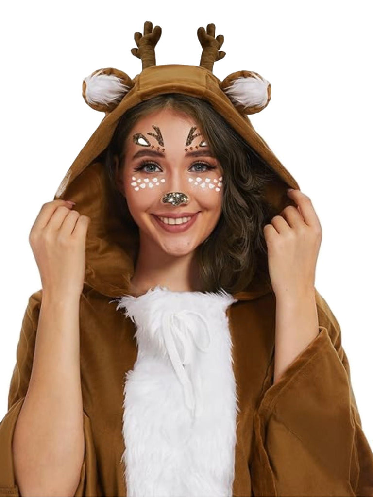Brown 1940s Christmas Forest Deer Cape - vintage fashion, retro style