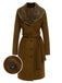 Brown 1940s Fur Collar Belted Coat - vintage fashion, retro style