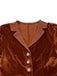 Brown 1940s Lapel Velvet Mock Two-Piece Solid Dress - vintage dress, retro fashion