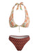 Brown 1940s Reversible Flower Halter Bikini Set, vintage swimsuit, pin-up swimwear - perfect for women who love vintage and retro fashion