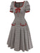 Brown 1950s Bow Houndstooth Pleated Dress - vintage dress, retro fashion, rockabilly