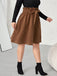 Brown 1950s Corduroy Buttoned Skirt With Belt - vintage skirt, retro style