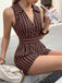 Brown 1950s Striped Vintage Classic Romper 5