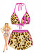 Brown 1950s Leopard Halter Colorblock Tankini Set, vintage fashion, retro style - perfect for women who love vintage and retro fashion