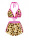 Brown 1950s Leopard Halter Colorblock Tankini Set, vintage fashion, retro style - perfect for women who love vintage and retro fashion