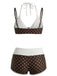 Brown-1950s-Polka-Dot-Double-Layer-Swimsuit, vintage, retro, swimwear