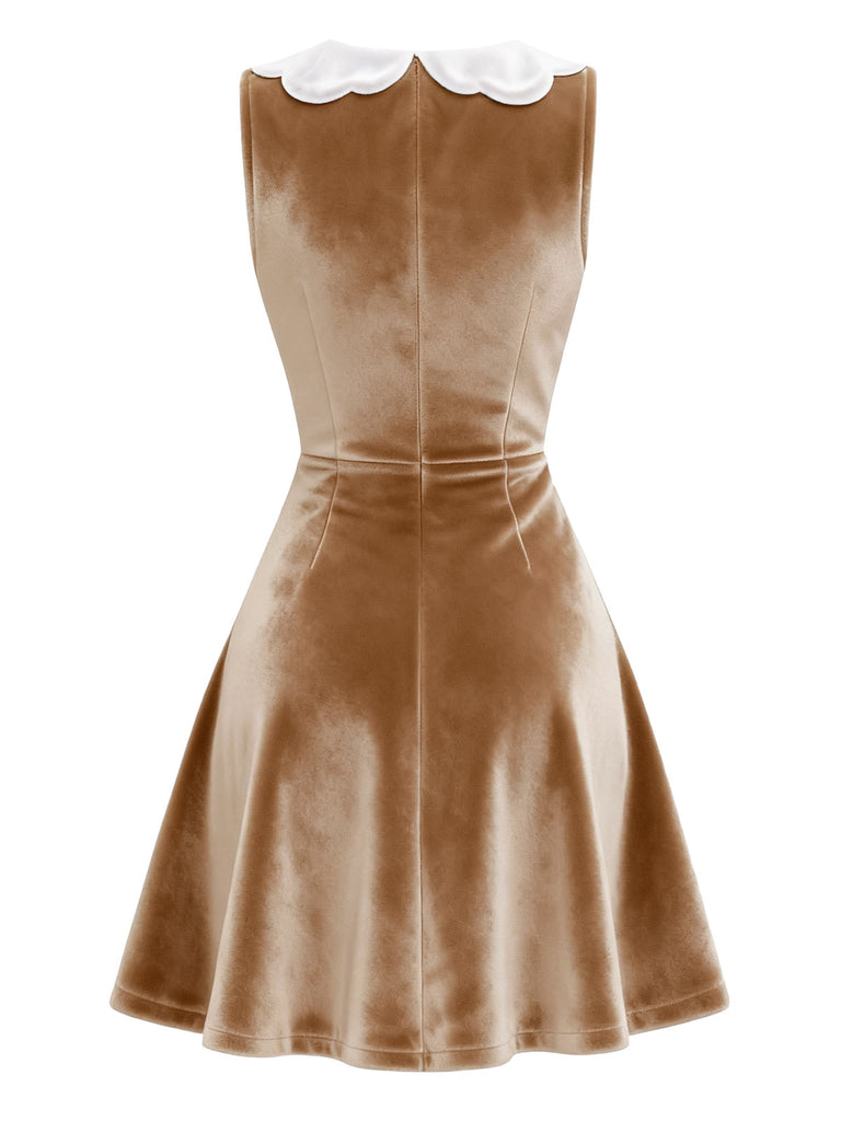 Brown 1960s Christmas Gingerbread Velvet Dress - vintage dress, retro fashion