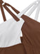 Brown 1960s Color Block Cross Front Tankini Swimsuit, vintage swimsuit, pin-up swimwear - perfect for women who love vintage and retro fashion