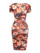 Light Brown 1960s Floral V Neck Dress 3