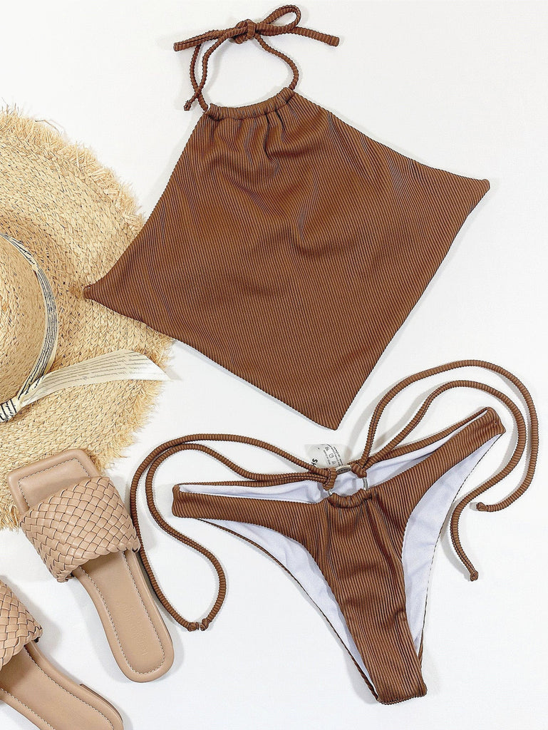 Light Coffee 1960s Tie Bikini Bikini Set 5