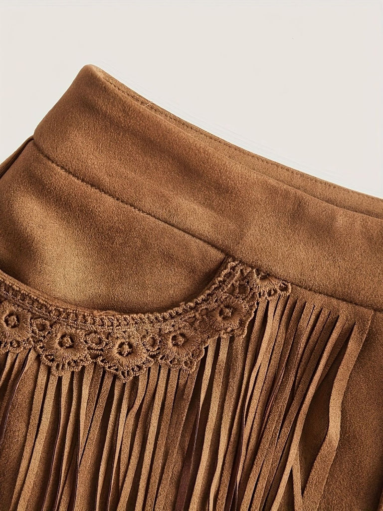 Brown 1960s Vintage Suedette Tassel Shorts, vintage fashion, retro style - perfect for women who love vintage and retro fashion