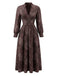 Brown 1970s Boho Paisley Stand V-Neck Smocked Dress - vintage dress, retro fashion